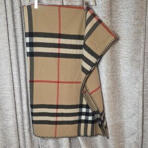 Burberry Camel Lambswool Scarf with Yellow Accent